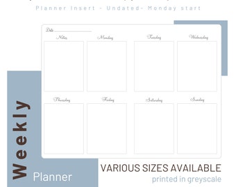Weekly Planner - Undated - Travelers Notebook Inserts - Printed Refill - 011