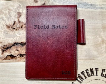 Personalized genuine leather notepad, flip notepad cover, unique custom gift, anniversary gift for him, pocket notepad, made in USA