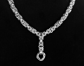 11th Anniversary Love Knot Necklace: Handmade Stainless Steel Chain