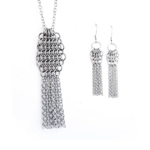 Steel Jewelry Set, Steel Anniversary Gifts, 11th Anniversary for Her, Anniversary Steel, Wife Anniversary Gift, 11th Anniversary Gift Fringe