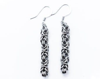 11th Anniversary Stainless Steel Earrings, Handmade Jewelry, Long Drop Wedding Anniversary Gift for Wife, Made in USA