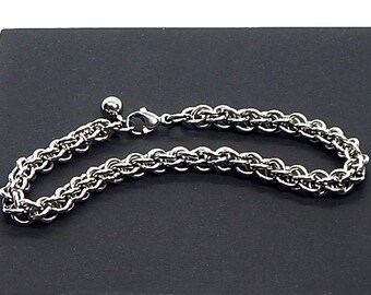 Steel Chainmaille Bracelet - Stacking Bracelet - Anniversary Gift - Chainmail Bracelet - Woven Bracelet