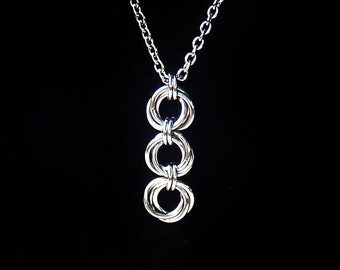 11th Anniversary Love Knot Necklace • Double Layered Steel Pendant • Symbolic Gift for Wife • Stainless Steel Choker and Pendant