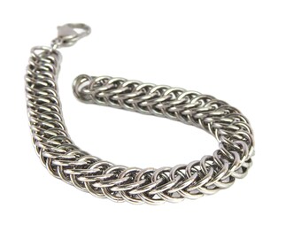 Androgothic Stainless Steel Chainmaille Bracelet: Corp Goth Day Collar