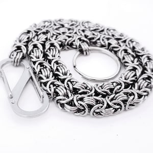 Cadena de acero para billetera para hombre / Cadena de acero inoxidable para billetera de hombre / Cadena para billetera de motociclista / Malla bizantina / Mosquetón de malla para billetera EDC