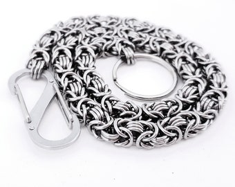 Handcrafted Steel Byzantine Wallet Chain - Biker Style