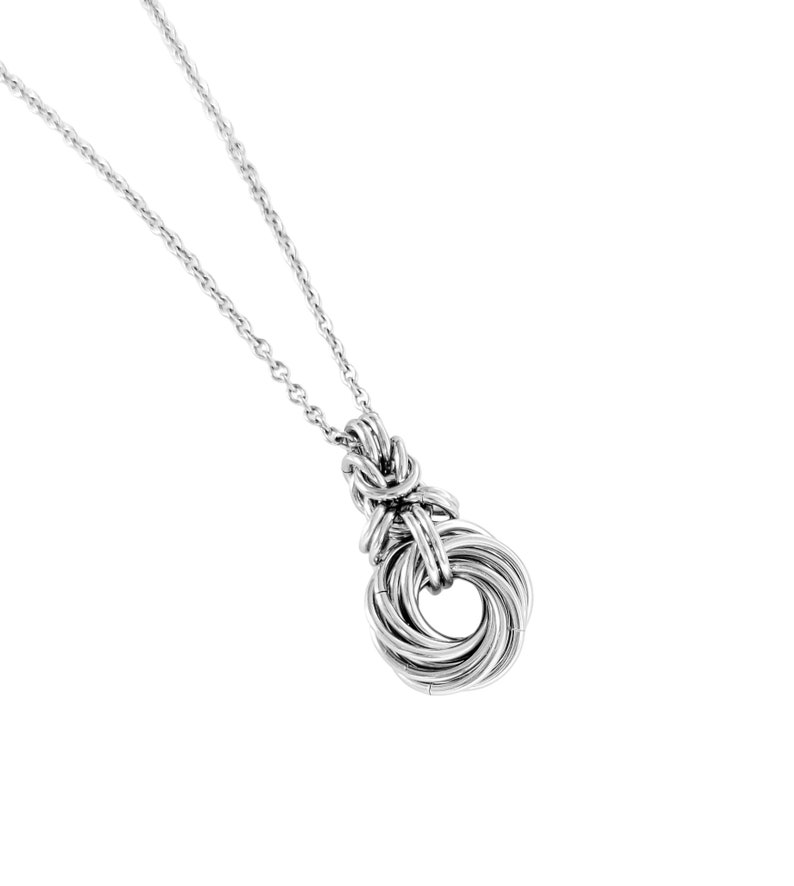 11 Steel Rings Love Knot Necklace, 11th Anniversary Wedding Gift for Wife Stainless Steel Necklace, Steel Anniversary image 5