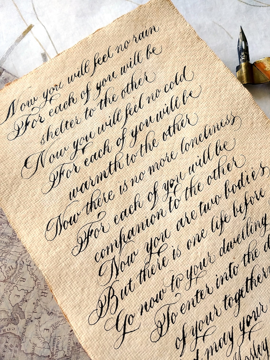 Calligraphy Service on Hand Aged Parchment Paper Calligraphy Etsy
