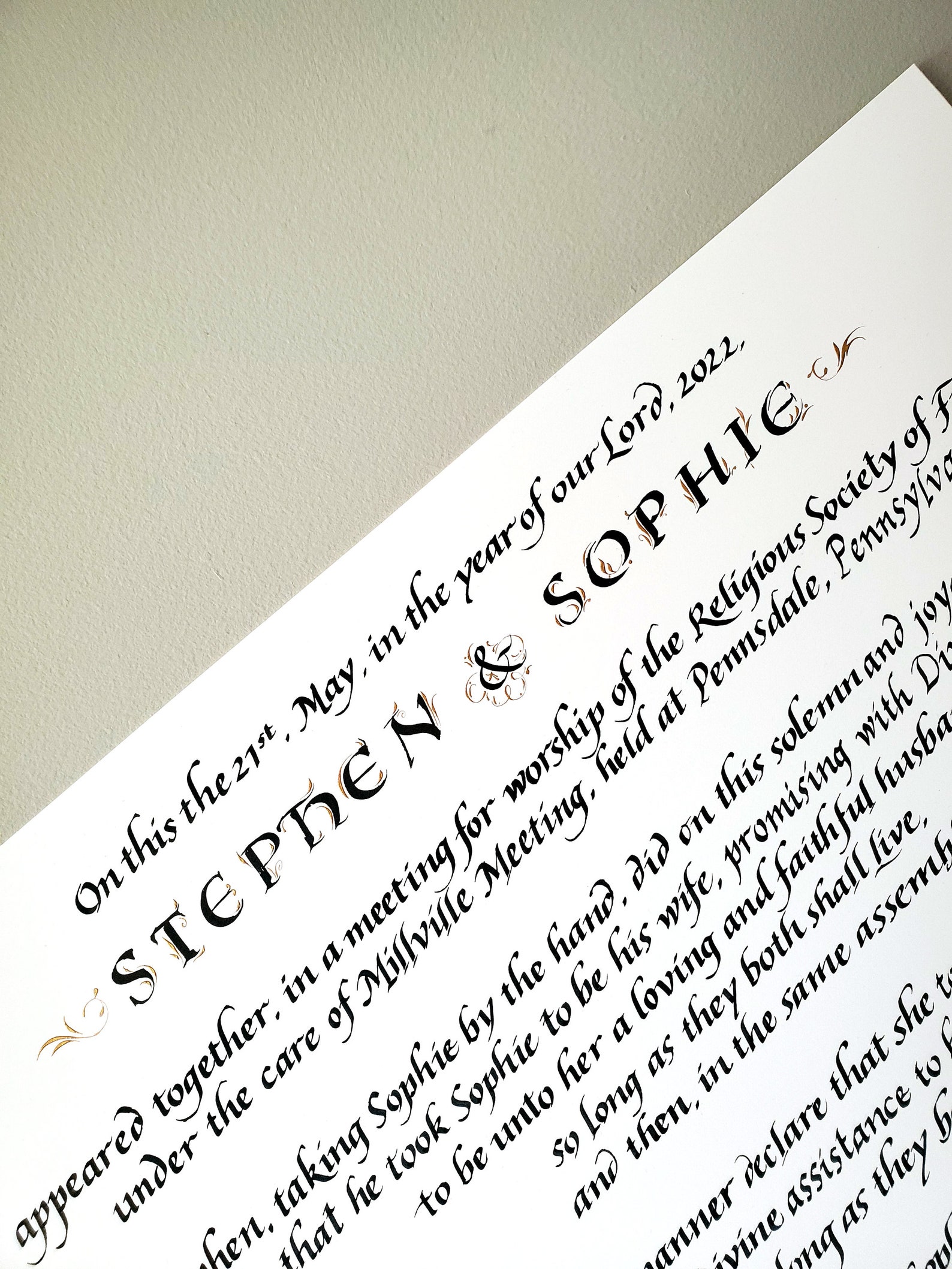 Quaker Marriage Certificate With Hand Drawn and Hand - Etsy