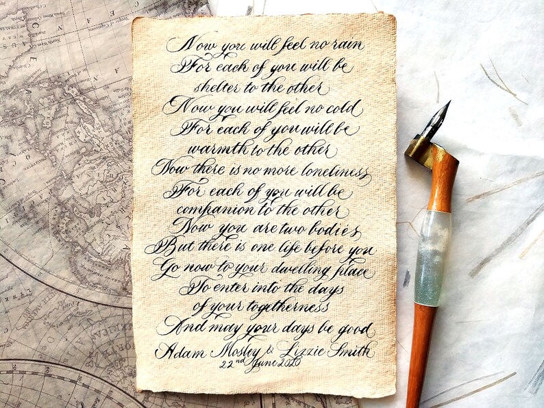 Calligraphy Service on Hand Aged Parchment Paper Calligraphy Etsy