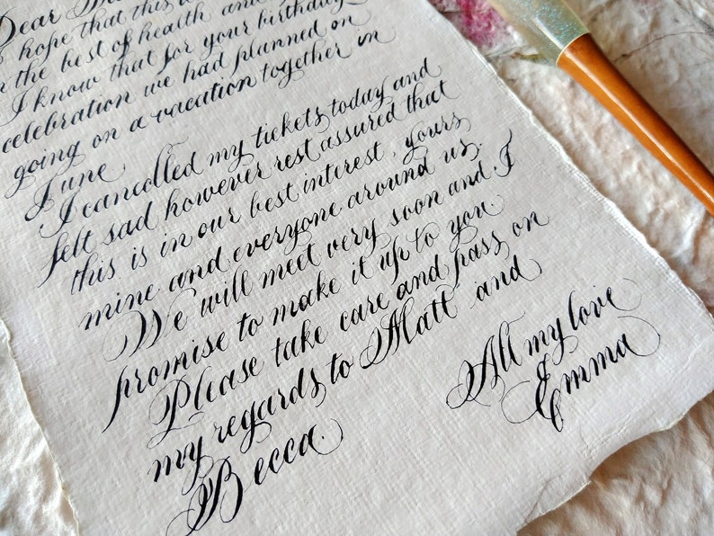 Handwritten Letter on Handmade Cotton Paper Custom Letter Etsy