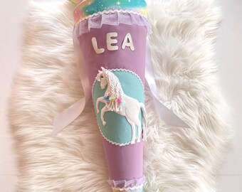 School cone horse girl pastel colors pastel fabric