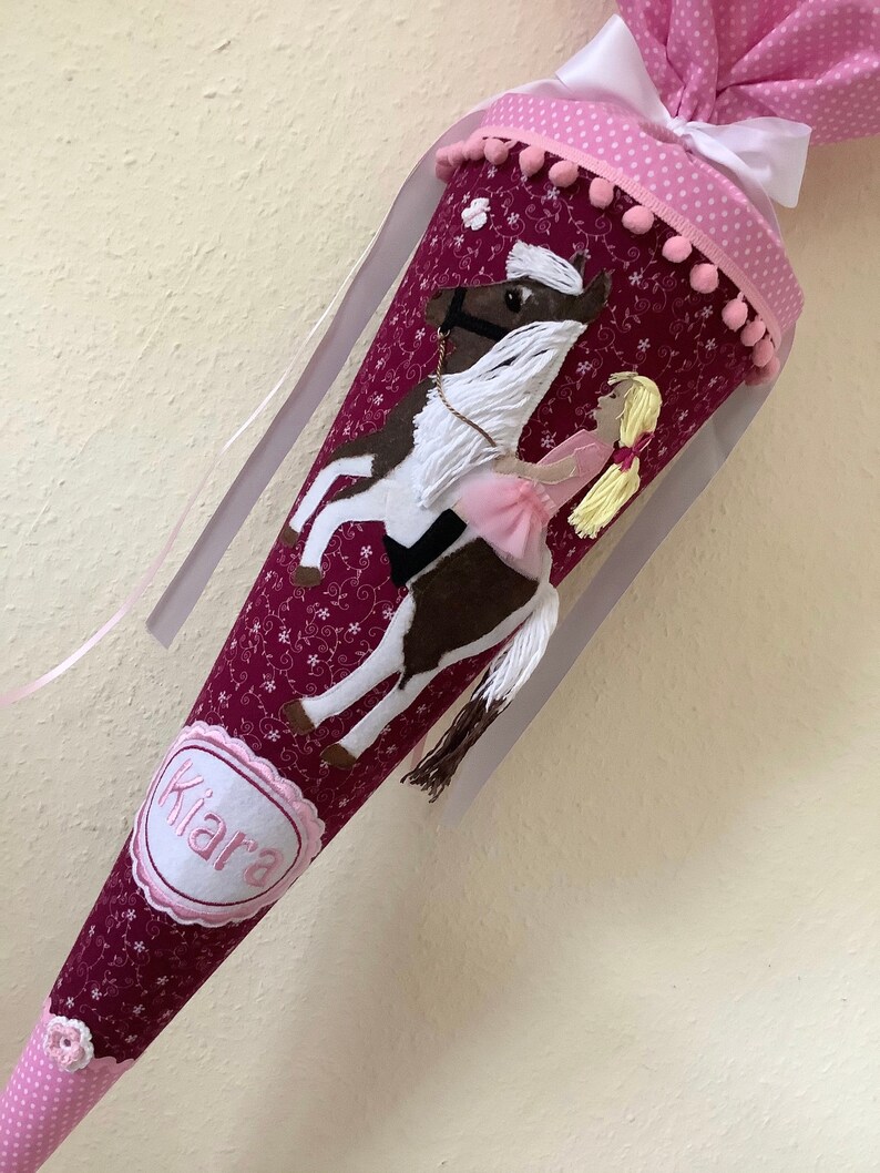 Schultüte Einhorn Mit 3D-Glitzer – 50 Cm, Eckig, Inkl. Großer Schleife & Tüll, Made In Germany