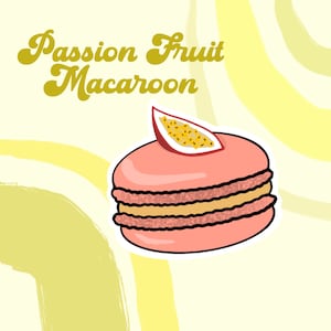 Passion Fruit Macaroon Sticker - Tropische Macaroon - Laptop Aufkleber - Wassermann Aufkleber - Süße Aufkleber - Gastgeschenk - Kinderparty