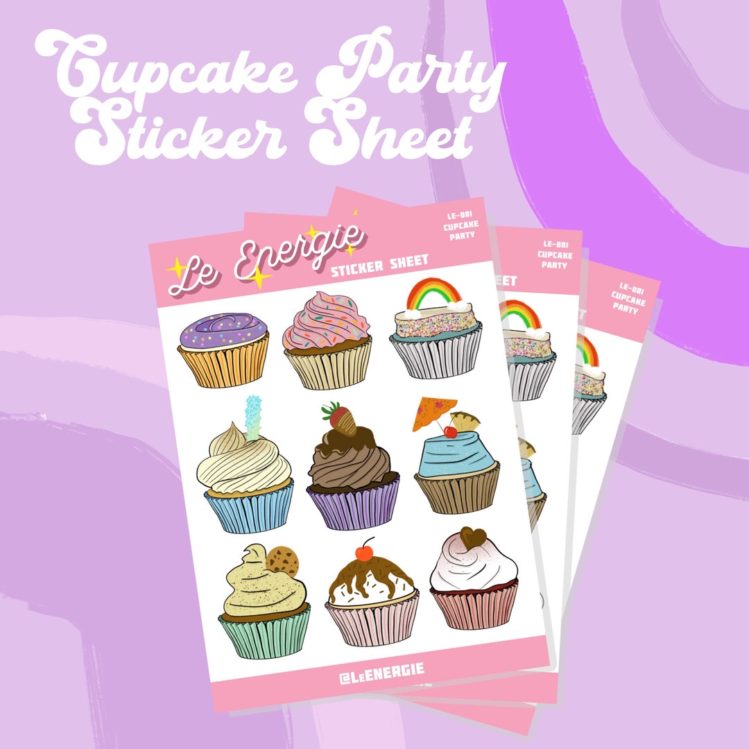 Cupcake Party - Sticker Sheet - Cute Stickers - Planner Stickers - Cute ...