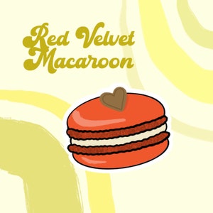 Rote Samt Macaron Sticker - Herz - Schokolade - Laptop Aufkleber - Wassermann Aufkleber - Niedliche Aufkleber - Gastgeschenk - Kinderparty