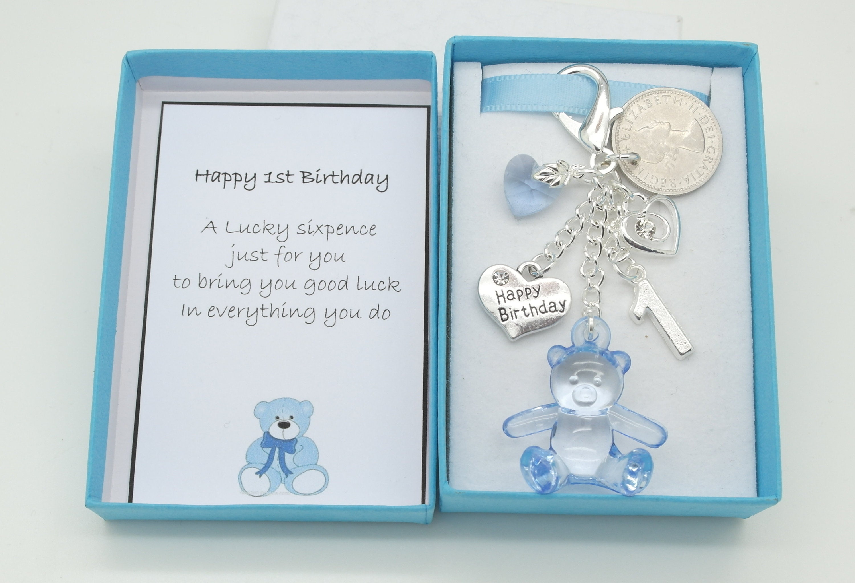 Personalised baby boys 1st birthday gift. Lucky sixpence gift. Etsy