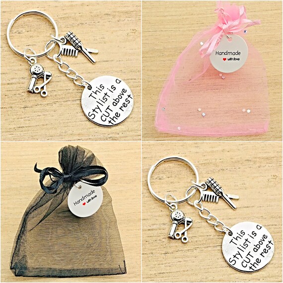 Keyring Hairdresser stylist thank you gift charm heart handmade keepsake Barber