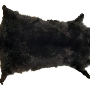 May include: A black fur pelt with a white patch on the back.