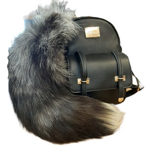 Real Silver Fox Fur Tail, Keychain Option (15-22")