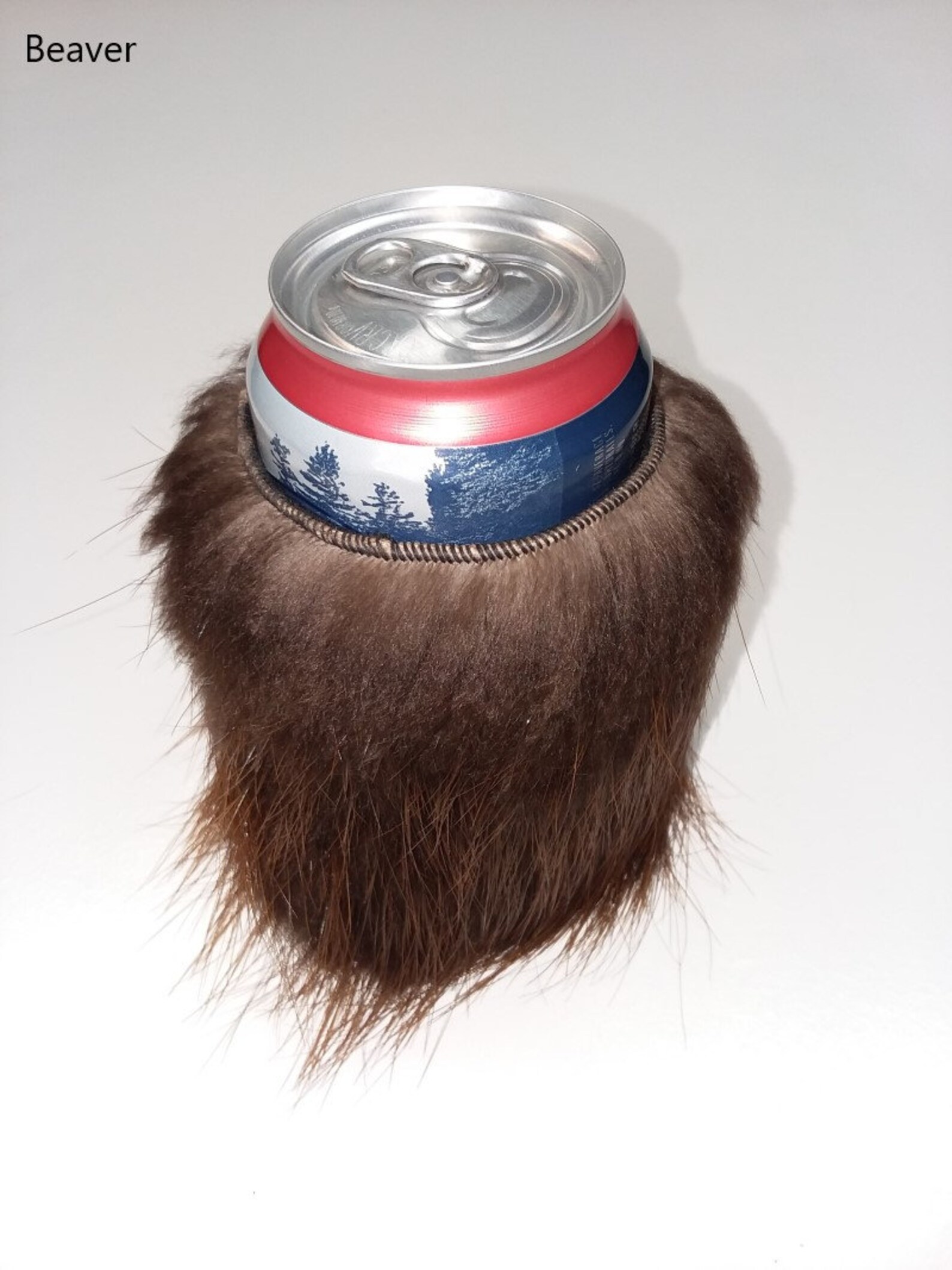 Natural Fur Can Koozie Etsy