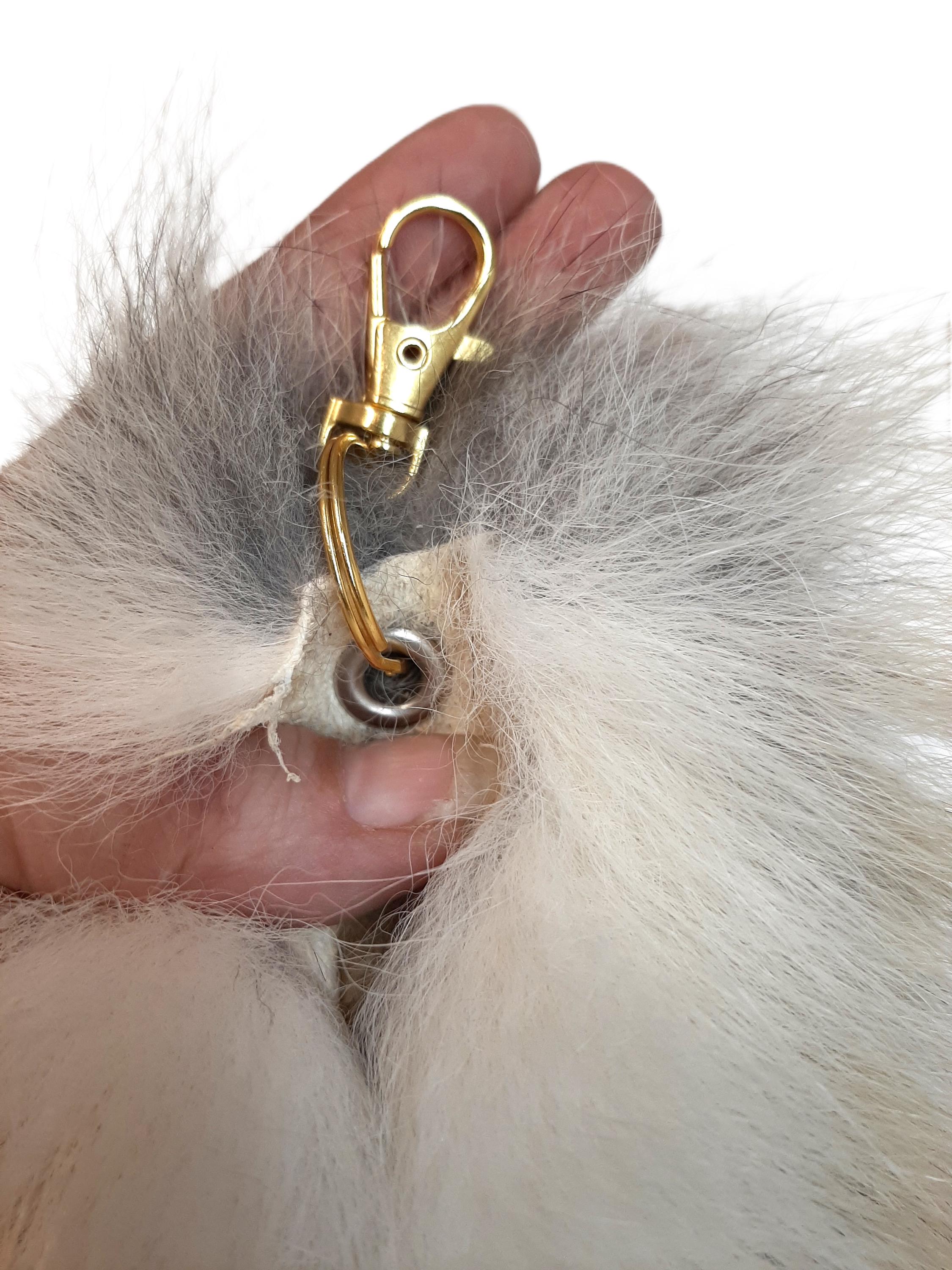 Luxe Fox Fur Tail Keychain - Genuine Fur Fashion Accessory With Gold Clasp