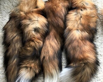Big and Bushy Red Fox Tails, Select, 14-18", fur soft, silky tan Redtail