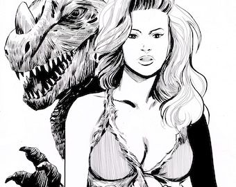 Cavegirl Raquel Welch Original A3 Artwork