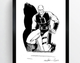 Arte original retrô A4 do Demolidor