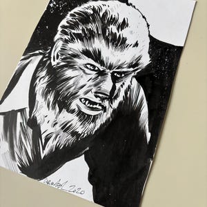 Wolf Man Lon Chaney Jr Original A4 Artwork