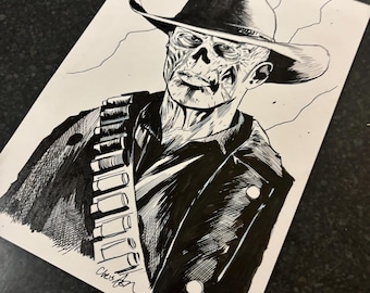 Arte original em formato A4 de Fallout Cooper Howard The Ghoul