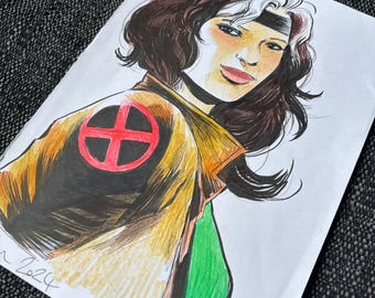 Ilustración original de Rogue de X-Men 97 en formato A4.