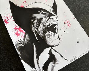 Obra de arte original A4 de Wolverine X-Men