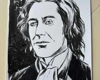 Ilustración original de Paul McGann de Doctor Who en formato A4