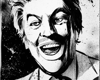 Joker Batman 1966 A4 Pen & Ink Portrait