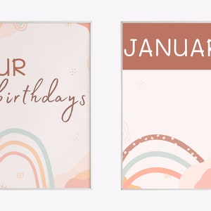 Boho Rainbow Neutrals Classroom Digital Download Our Birthdays Poster | Classroom Birthday Chart