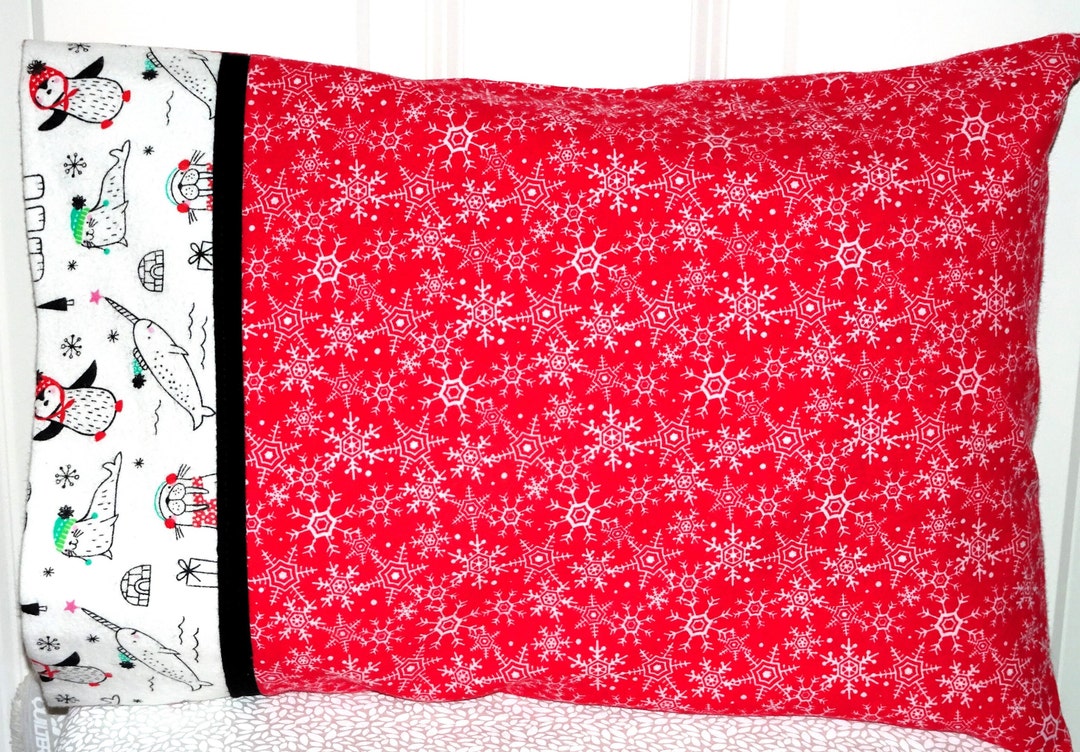 Travel Flannel Pillow Case, Toddler Pillowcase, Kids With Red With