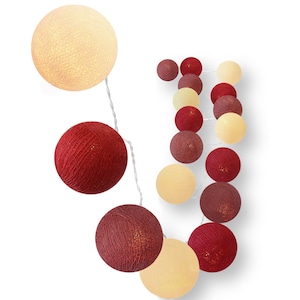 CREATIVECOTTON Catena luminosa 'Bordeaux' a LED con palline di cotone incluse Timer e Dimmer