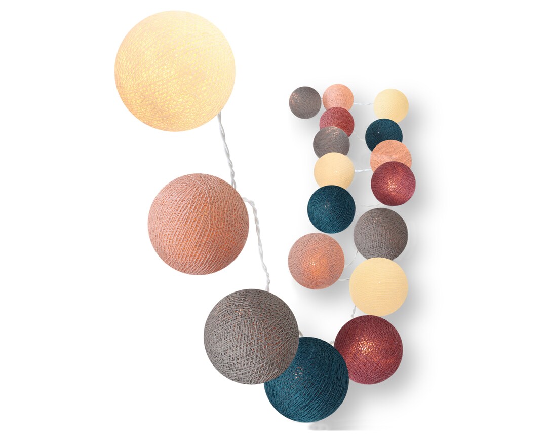 LED Fairy Lights With 20 Handmade Cotton Balls, Timer and Dimmer