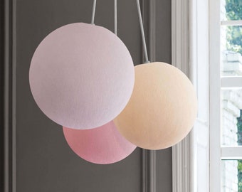 CREATIVECOTTON Three-beam height-adjustable LED pendant lamp with handcrafted cotton spheres (Harmony version)