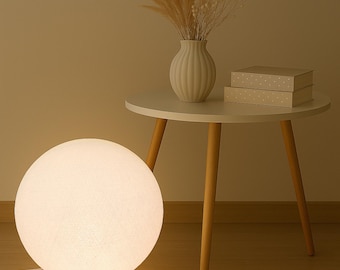 CREATIVECOTTON Handgjord LED-golvlampa av bomull (Vit, 35 cm)