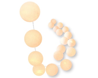 LED light chain 'Honey' with handcrafted cotton balls including timer and dimmer,