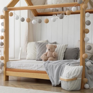 Led-lichtsnoer met katoenen bollen 'Ambiance', incl. timer en dimmer