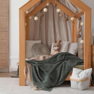 Led-lichtsnoer met katoenen bollen 'Cappuccino', incl. timer en dimmer