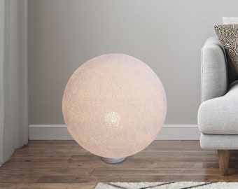 CREATIVECOTTON Handgearbeitete LED Bodenlampe aus Baumwolle (Weiß, 35cm)