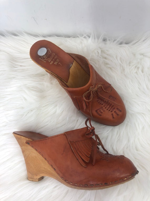 wooden wedge clogs