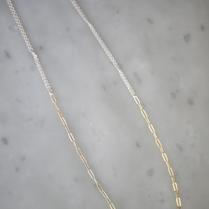 Two-Tone Chain Necklace: Sterling Silver Cable & Gold Filled Paperclip