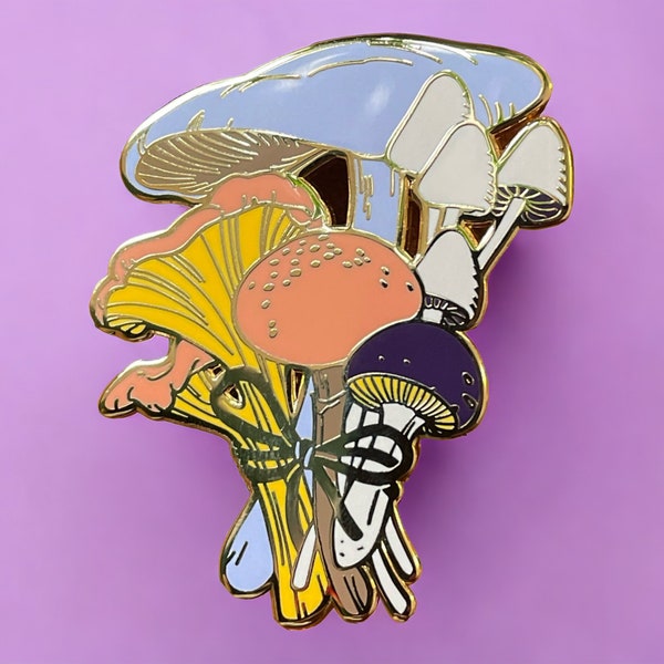 Bouquet di funghi vibranti - Spilla smaltata