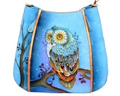 Niarvi Owl Hand Painted Genuine Leather Cross body Bag