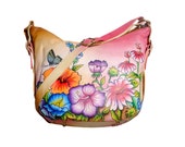 Niarvi Hand Painted Genuine Leather Bag - Pink Paradise